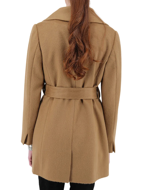 Camel Wool Wrap Coat For Women's