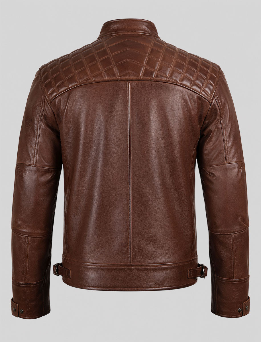 Cameron Cognac Brown Leather Jacket