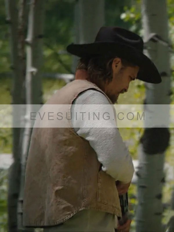 Luke Grimes Yellowstone S03 Kayce Dutton Denim Beige Vest