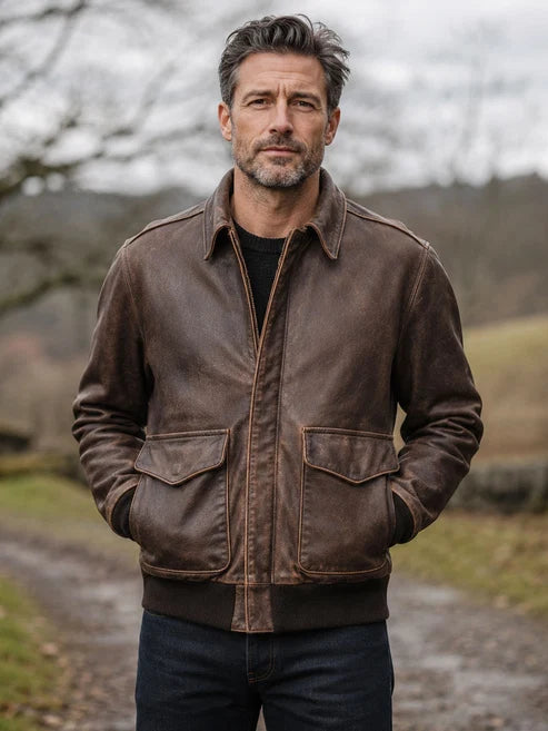 Men's Brown A2 Bomber Jacket