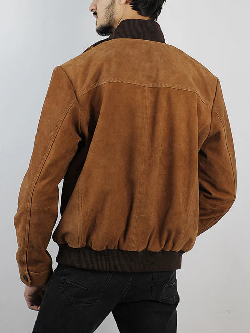 Varkell Stand Collar Suede Jacket 