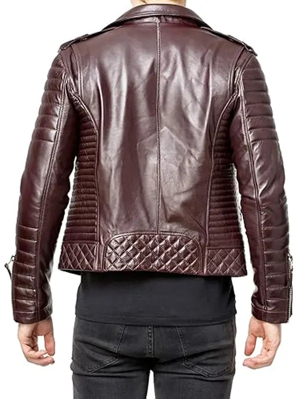 Mens Brown Leather Motorcycle Biker Jacket