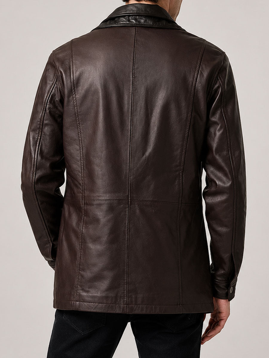Nathan Maroon Sheepskin Leather Coat