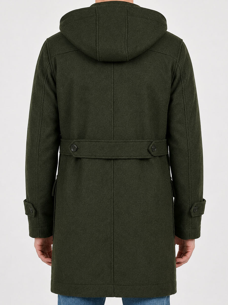 Callum Olive Green Hooded Duffle Coat