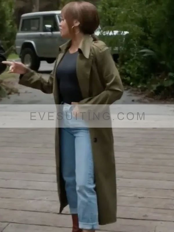 Vanessa Morgan Wild Cards Season 1 Max Mitchell Green Cotton Trench Coat
