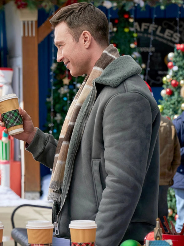 William Movie Scouting For Christmas 2024 Carlo Marks Grey Leather Shearling Jacket