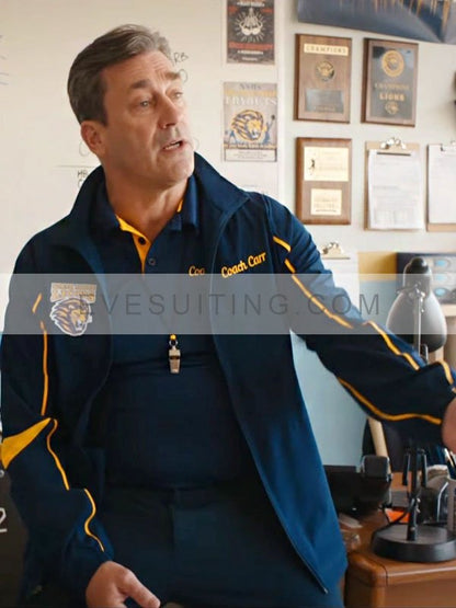Jon Hamm Mean Girls 2024 Coach Carr Blue And Yellow Jacket