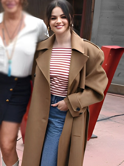 Selena Gomez Movie Emilia Perez 2024 Jessi Brown Trench Wool Coat