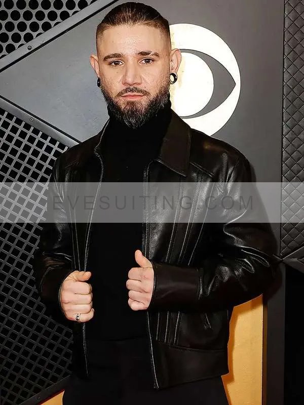 66th Annual Grammy Awards 2024 Skrillex Black Leather Jacket