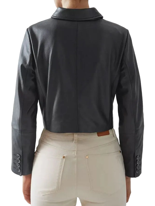 Jenna Ortega Wednesday Addams Black Leather Jacket