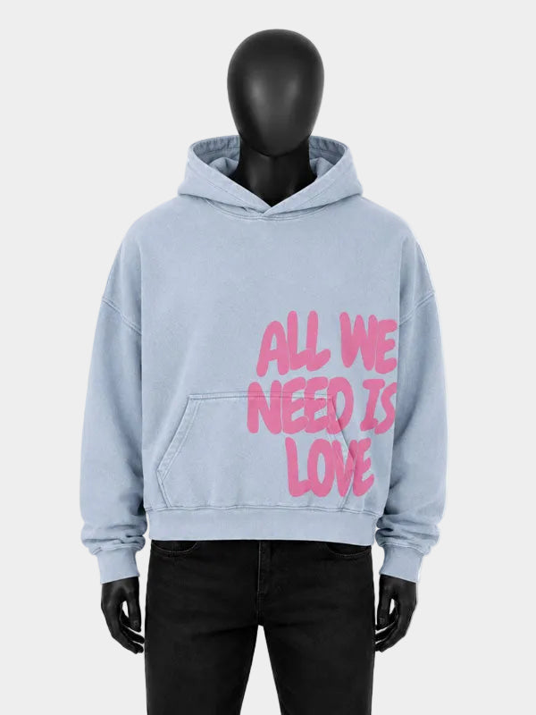 All We Need Is Love Graphic Hoodie Blue