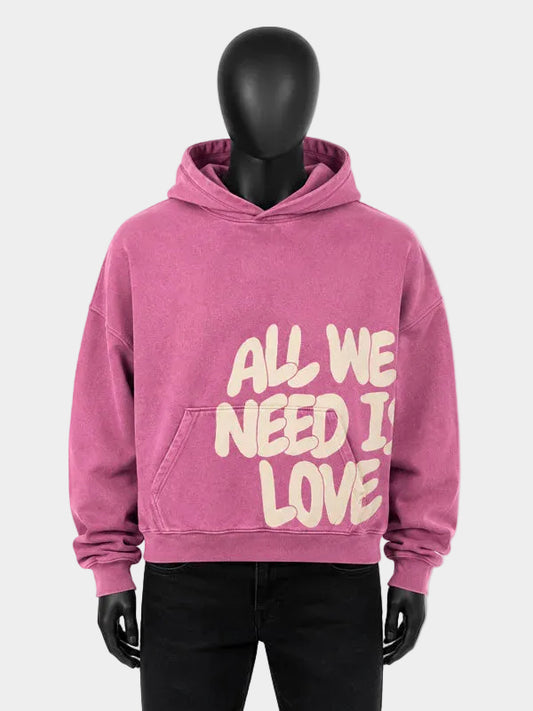 All We Need Is Love Graphic Hoodie Pink