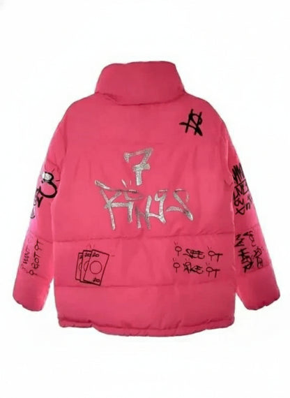 Ariana Grande 7 Rings Pink Puffer Style Unisex Jacket