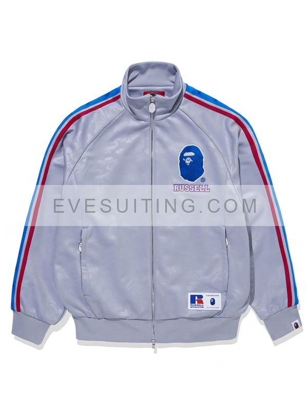 BAPE x Russell Striped Track Polyester Grey Jacket