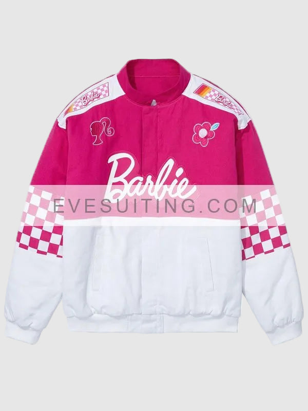 Barbie 2023 Checkered Racing Bomber Jacket