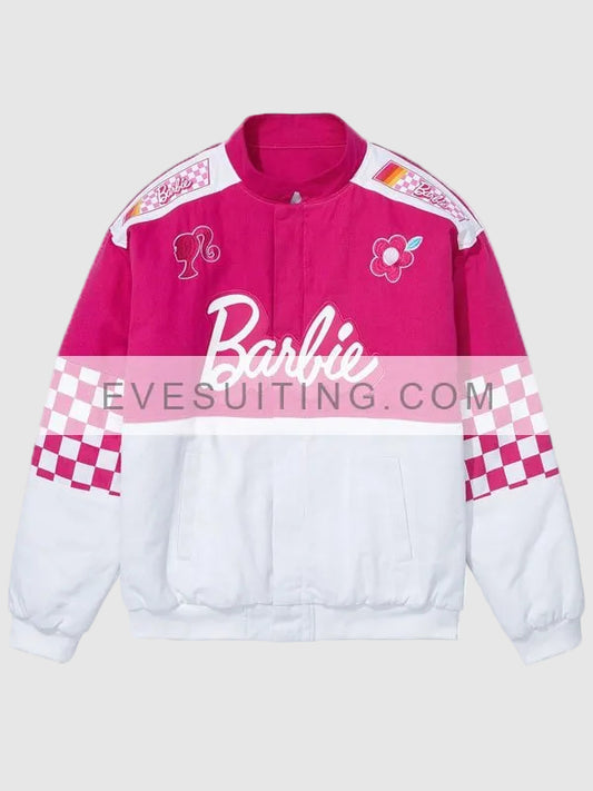 Barbie 2023 Checkered Racing Bomber Jacket
