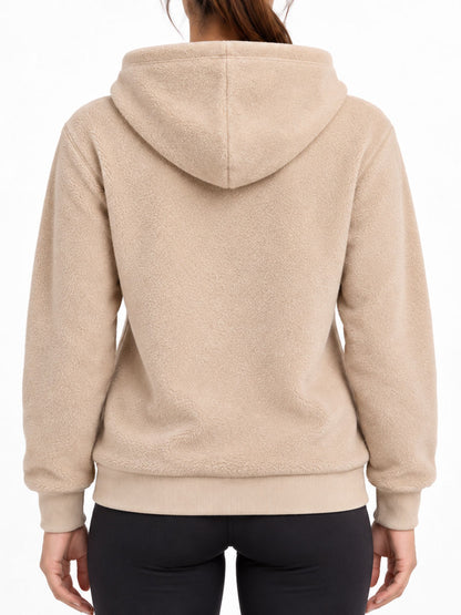 Women's Beige Fleece Pullover Hoodie
