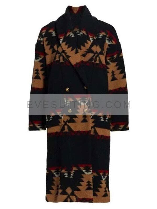Beth Dutton Yellowstone Season 5 Black Printed Coat
