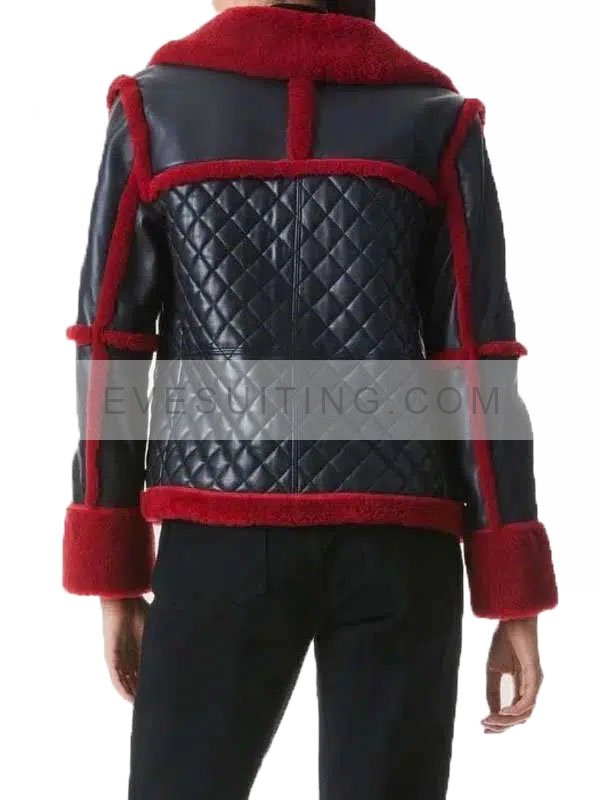 Black leather Aviator B3 Shearling Jacket For women