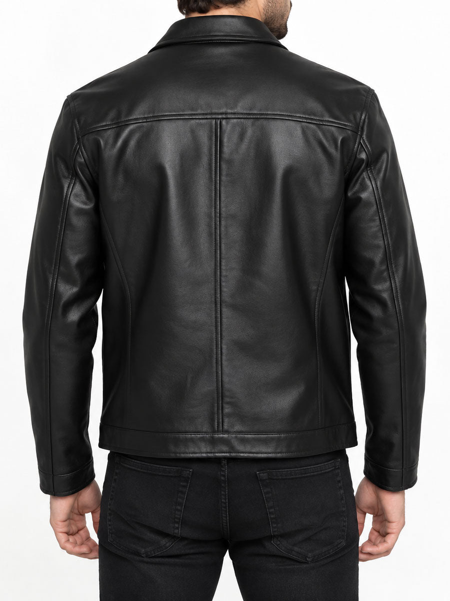 Men’s Black Faux Leather Biker Jacket