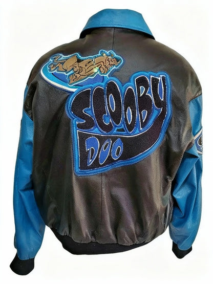 Blue And Black Scooby Doo Leather Jacket 