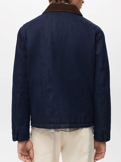 Brandon Blue Denim Corduroy Collar Jacket