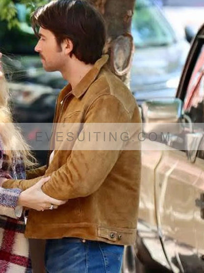 Brandon Sklenar It Ends with Us 2024 Atlas Corrigan Brown Leather Jacket