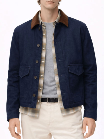 Brandon Blue Denim Corduroy Collar Jacket