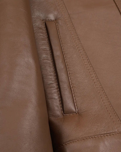 Men’s Brown Lambskin Leather Trucker Jacket