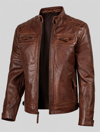 Cameron Cognac Brown Leather Jacket