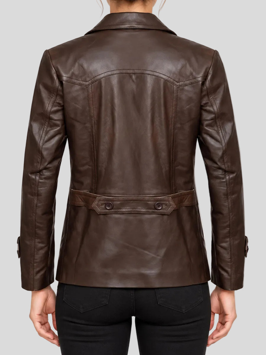 Teresa Brown Leather Peacoat