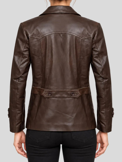 Teresa Brown Leather Peacoat