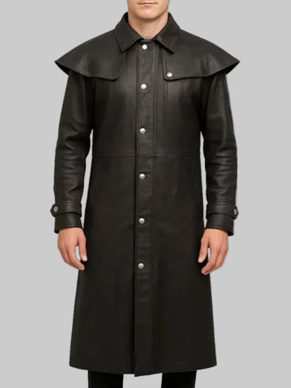 Caleb Black Long Duster Coat