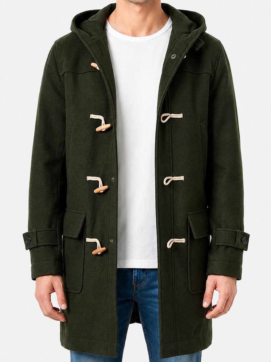 Callum Olive Green Hooded Duffle Coat