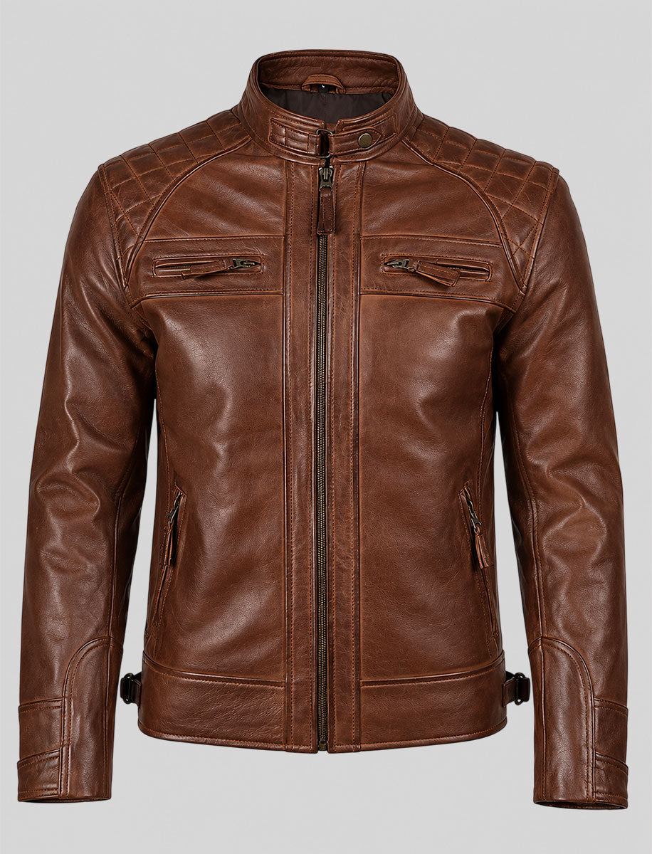 Cameron Cognac Brown Leather Jacket