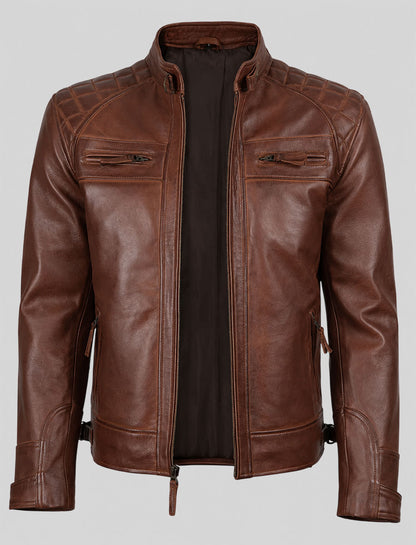 Cameron Cognac Brown Leather Jacket