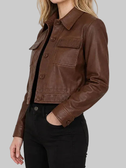 Cassidy Cropped Leather Jacket
