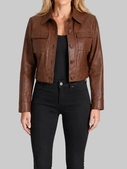 Cassidy Cropped Leather Jacket