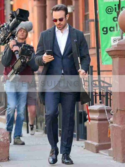Charlie Cox Daredevil Born Again 2024 Matt Murdock Black Wool Coat