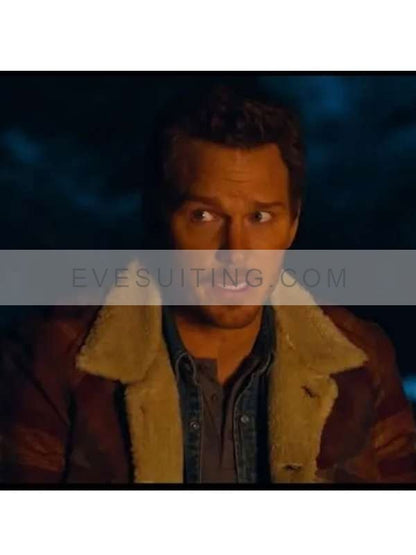 Chris Pratt Jurassic World Dominion Owen Grady Checked Shearling Jacket