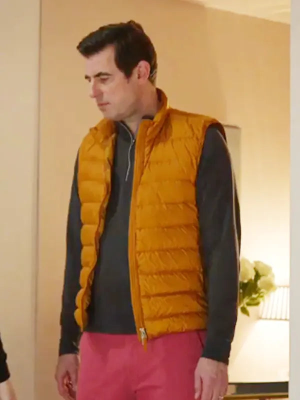 Claes Bang Bad Sisters S01 John Paul Williams Yellow Puffer Vest
