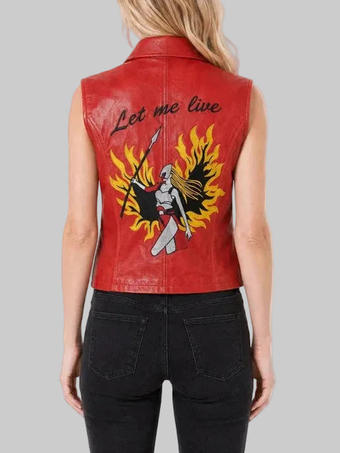 Resident Evil inspired red leather cosplay vest