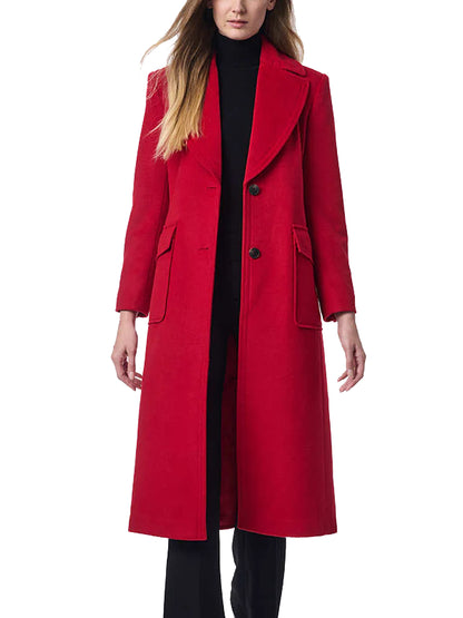 Classic Red Wool Trench Coat For Women