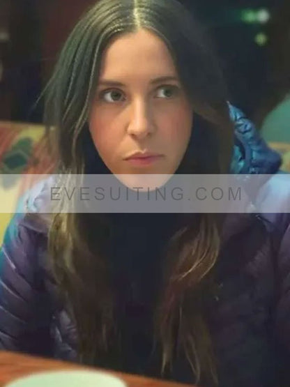 Cleo Brown Movie Weak Layers 2024 Katie Burrell Purple Puffer Hooded Jacket