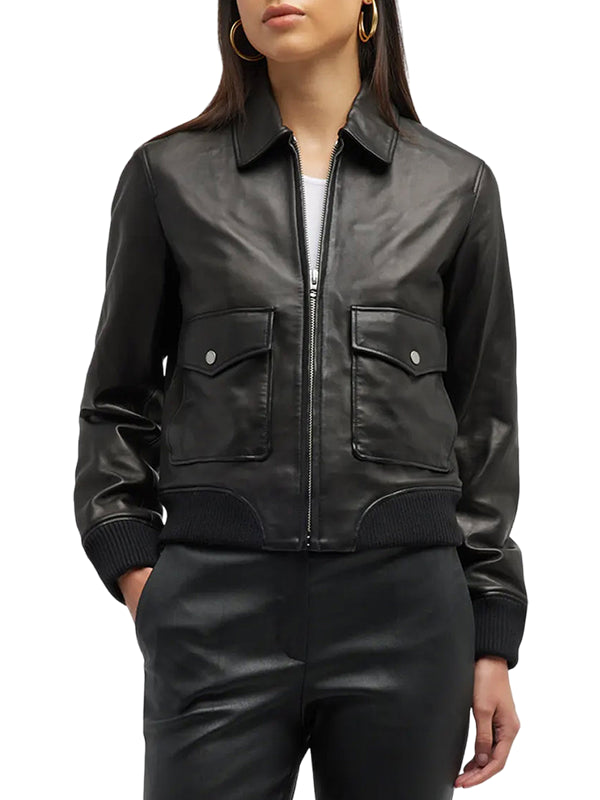 Daniela Vargas Dessen Dark Matter 2024 Jennifer Connelly Black Bomber Leather Jacket
