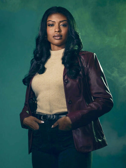 Daphne TV Series High Potential Season 1 Javicia Leslie Purple Leather Blazer
