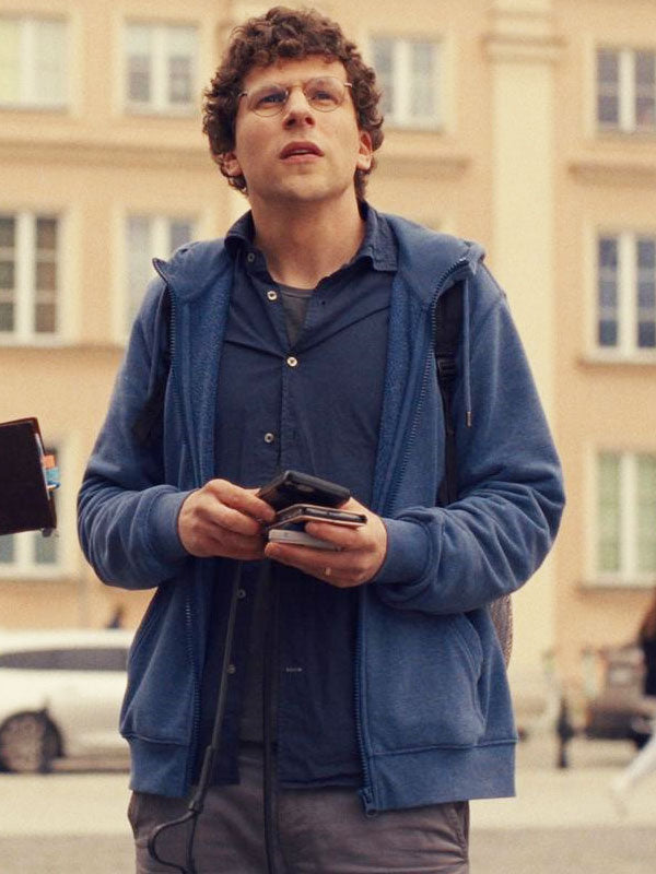 David Kaplan Movie A Real Pain 2024 Jesse Eisenberg Blue Fleece Hoodie