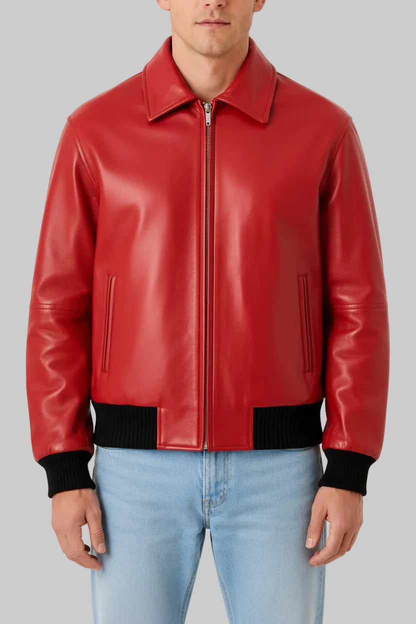 Drake Albanian Flag Red Leather Jacket