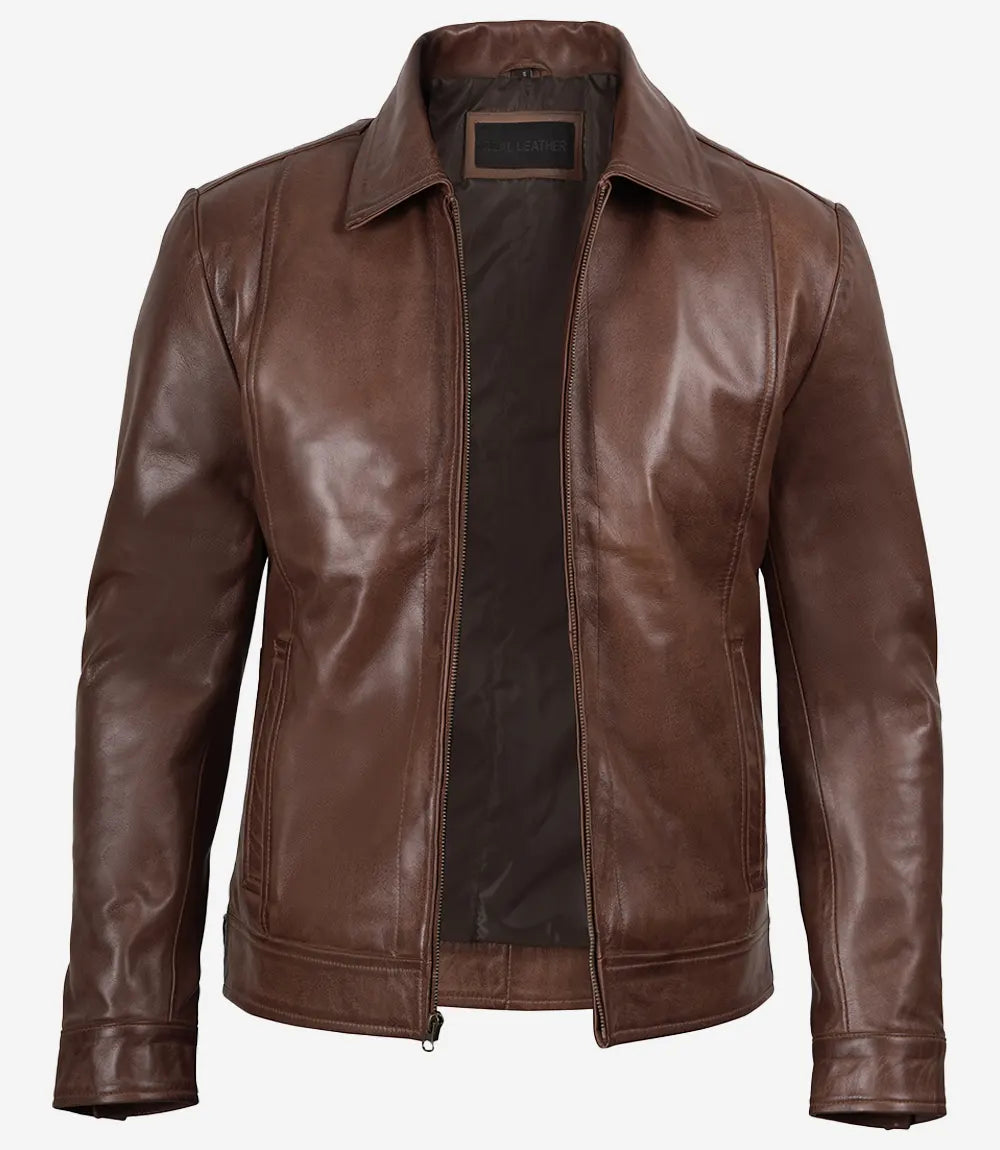 Dylan Cognac Brown Leather Jacket