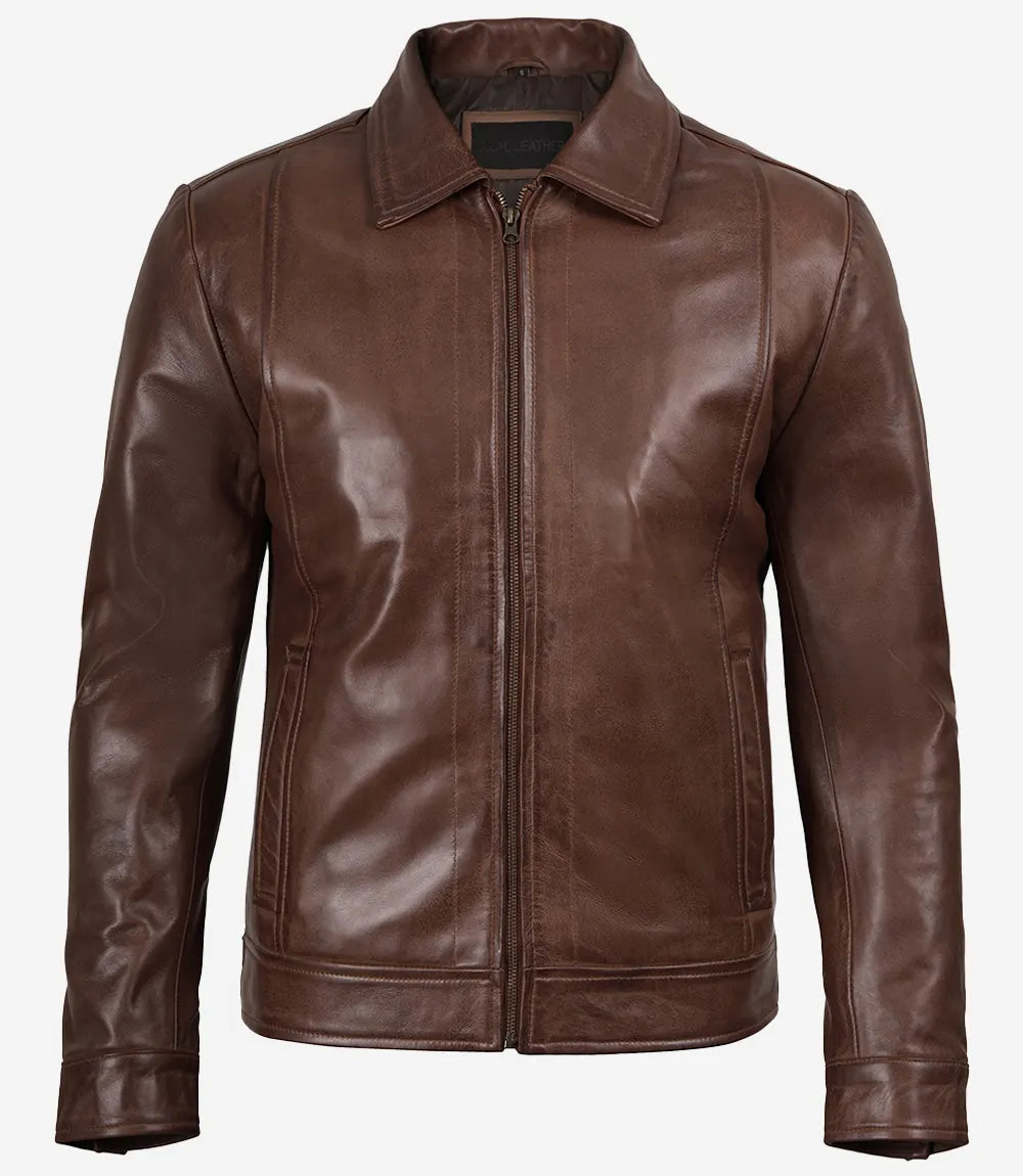 Dylan Cognac Brown Leather Jacket